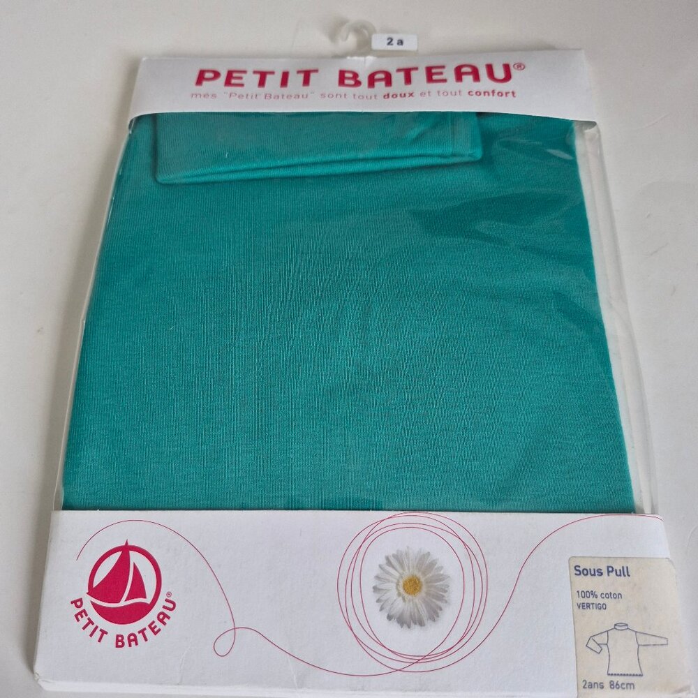 Petit Bateau cotton turtleneck vintage made in Morocco toddler size 2 NEW green